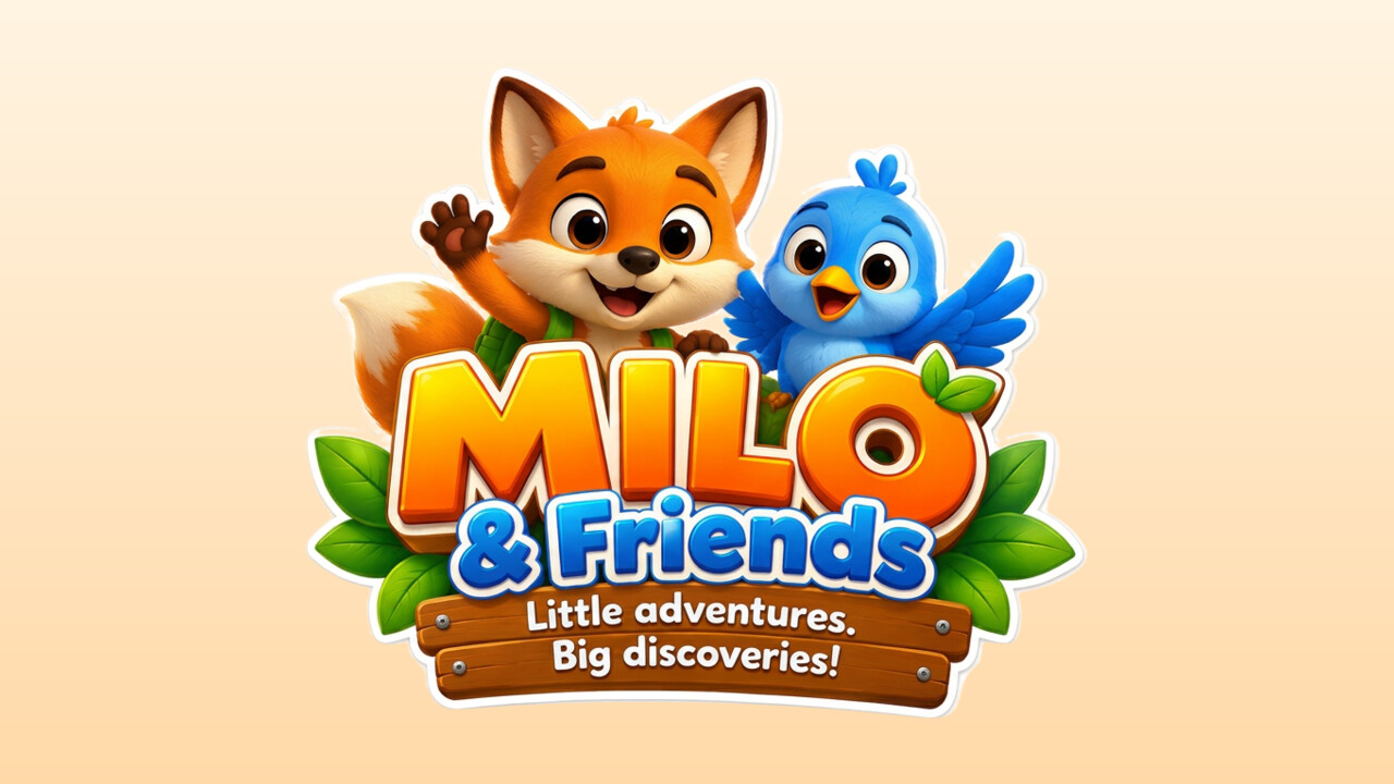 Illustrative cartoon frame of a fox and a bird character